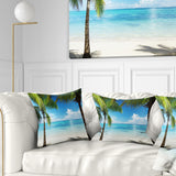 Palm Trees and Sea - Landscape Photography Throw Pillow