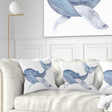 Large Watercolor Whale - Animal Throw Pillow