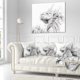 Dragon Tattoo Sketch - Abstract Throw Pillow