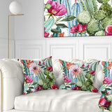 Cactus Pattern Watercolor - Floral Throw Pillow