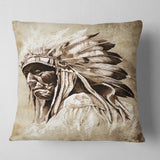 Vintage Style Indian Head Tattoo - Abstract Throw Pillow