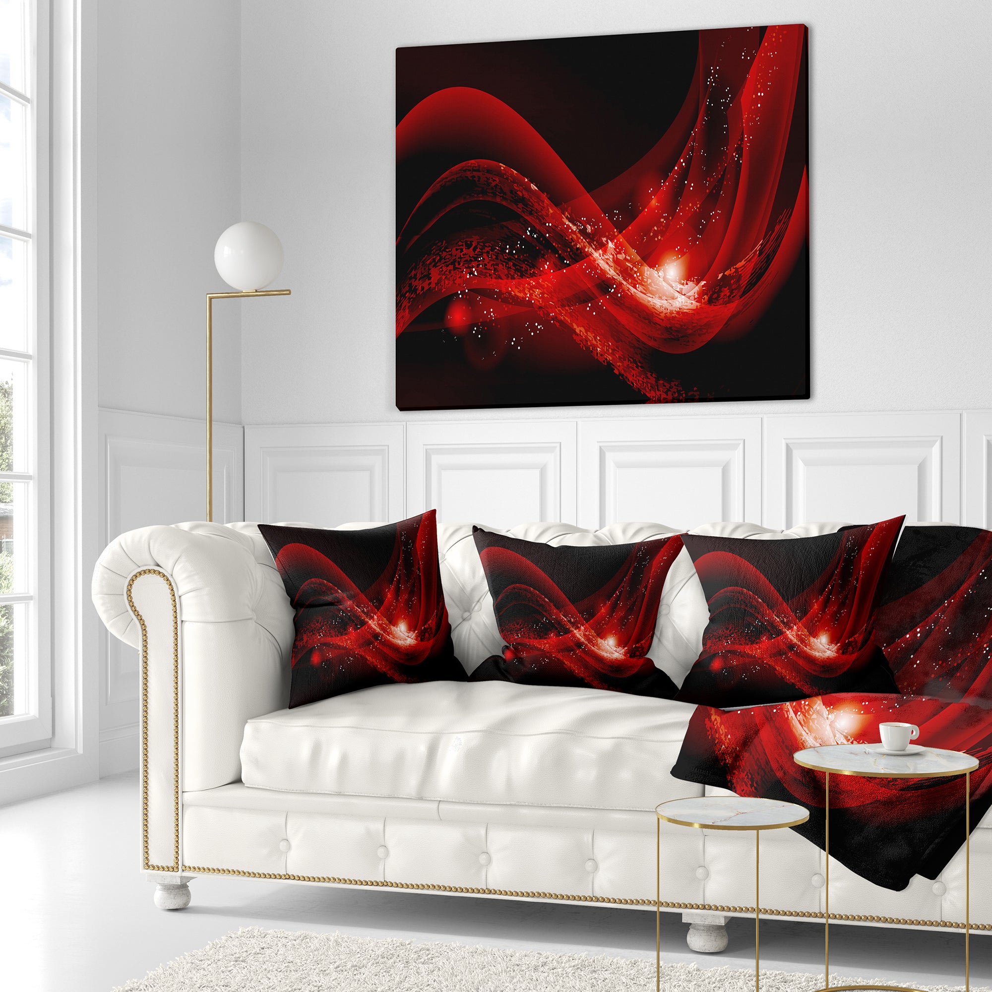 Black and 2024 red throw pillows