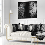 Leopard and Tiger in Black - Animal Throw Pillow