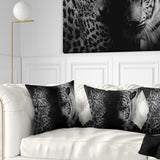 Leopard and Tiger in Black - Animal Throw Pillow