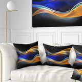 3D Gold Blue Wave Design - Abstract Throw Pillow