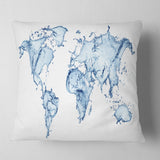 World Map Water Splash - Abstract Map Throw Pillow