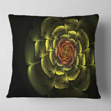 Fractal Yellow Rose in Dark - Floral Throw Pillow