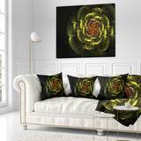 Fractal Yellow Rose in Dark - Floral Throw Pillow