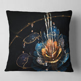 Orange Blue Flower with Water Drops - Floral Throw Pillow