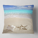 Caribbean Beach Starfish - Beach Photography Throw Pillow