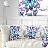 Fractal Flower Light Blue - Floral Throw Pillow