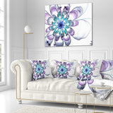 Fractal Flower Light Blue - Floral Throw Pillow