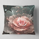 Abstract Fractal Pink Gray Flower - Floral Throw Pillow