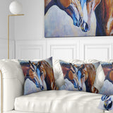 Brown Amorous Horses - Animal Throw Pillow