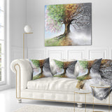 Tree with Four Seasons - Tree Painting Throw Pillow