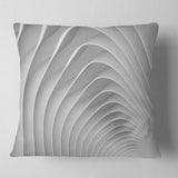 Fractal Bulgy White 3D Waves - Contemporary Throw Pillow