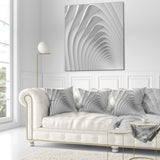 Fractal Bulgy White 3D Waves - Contemporary Throw Pillow