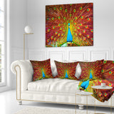 Peacock Dancing - Animal Throw Pillow