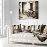Bicycle with Shopping Bag - Landscape Photo Throw Pillow