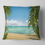 Palms at Caribbean Beach - Seashore Photo Throw Pillow