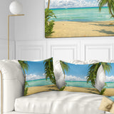 Palms at Caribbean Beach - Seashore Photo Throw Pillow