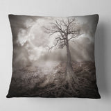 Lonely Tree Holding the Moon - Landscape Printed Throw Pillow