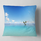 Blue Corals Island Sea - Seascape Throw Pillow