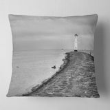 Lighthouse Windmill Stawa Mlyny in Grey - Seascape Throw Pillow