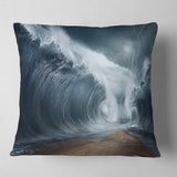 Waves over the Parted Sea Path - Seashore Throw Pillow