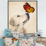 Golden Retriever Dog with Butterfly I Wall Art