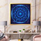 Neon Deep Blue Horoscope Circle With Zodiac Signs