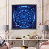 Neon Deep Blue Horoscope Circle With Zodiac Signs