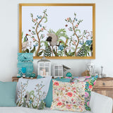 Border With Cranes & Peonies In Chinoiserie Style