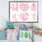 Tropical Pink Watercolour Leaves I