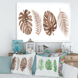 Tropical Monstera and Palm Leaf In Terracotta