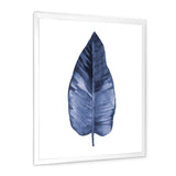 Blue Leaf Watercolour On White