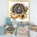 Thanksgiving Vintage Turkey Sunflowers and Pumpkin