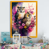 Cute Owls Floral Art I