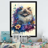 Cute Persian Cat Floral Art II