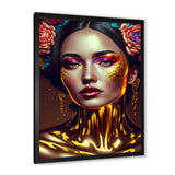 Gold And Black Floral Asian Woman I