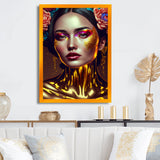 Gold And Black Floral Asian Woman I