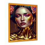 Gold And Black Floral Asian Woman I