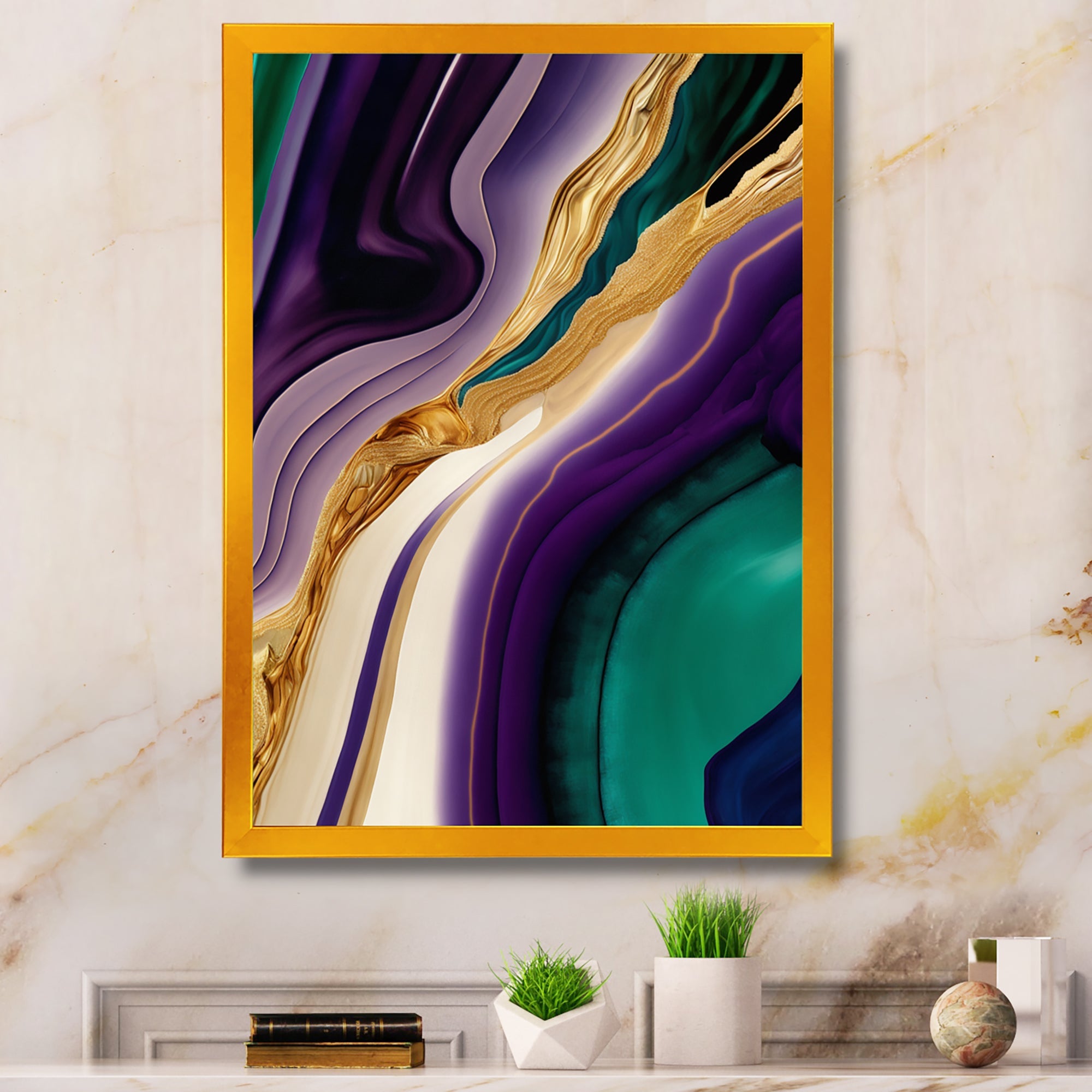 Abstract Black and Violet Gold Painting on popular Canvas, Hand-Painted Painting for Room, 40''×40''