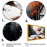 Monochrome Orange Cottage In Winter IV