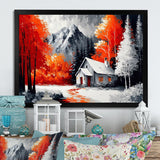 Monochrome Orange Cottage In Winter II