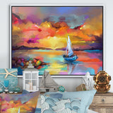 Sunset Painting With Colorful Reflections II Wall Art