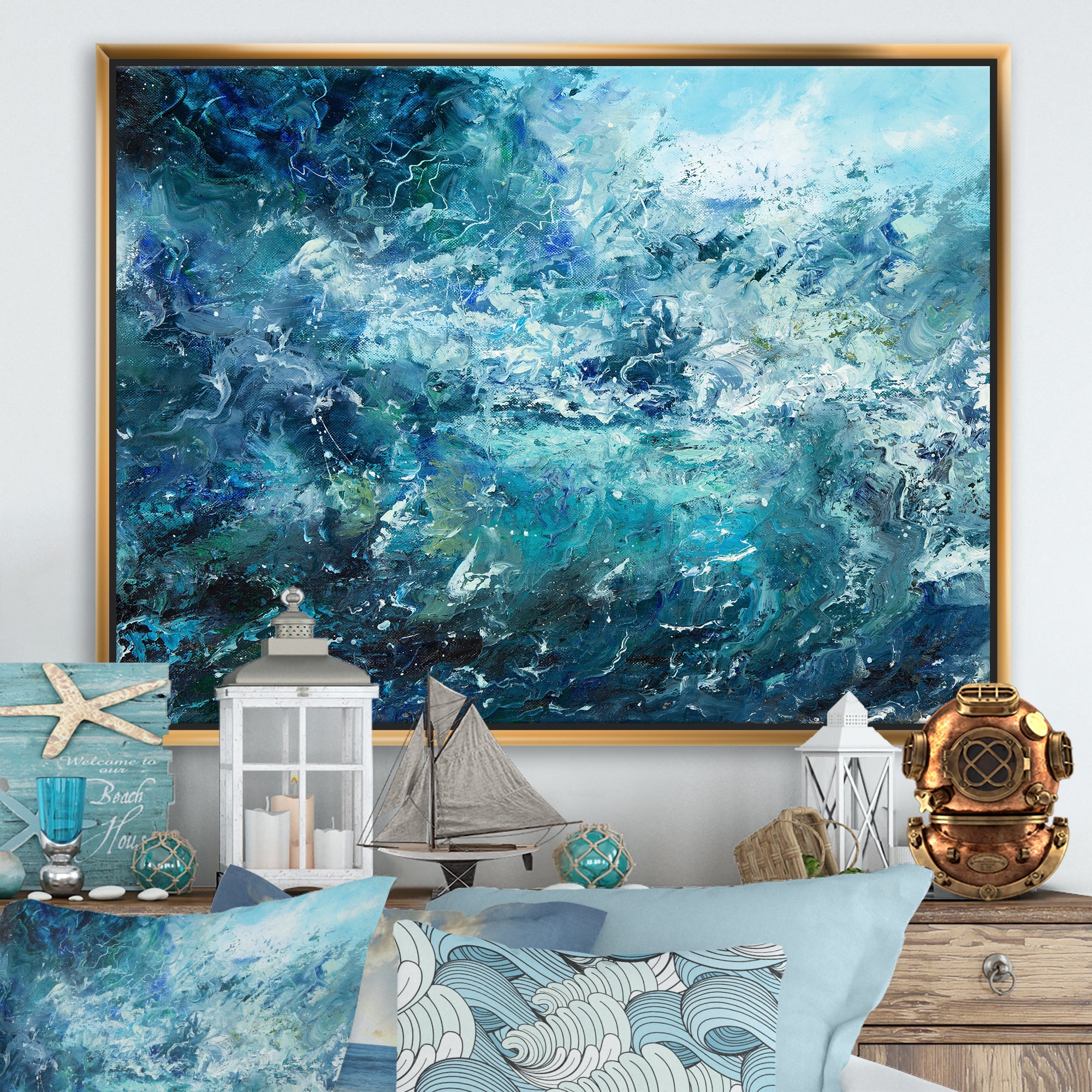 Wild Blue Ocean Waves V Wall Art
