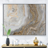White Marble with Curley Grey and Gold Veins Wall Art