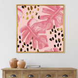 Pink Colored Monstera On Rough Brush Strokes I