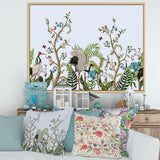 Border With Cranes & Peonies In Chinoiserie Style